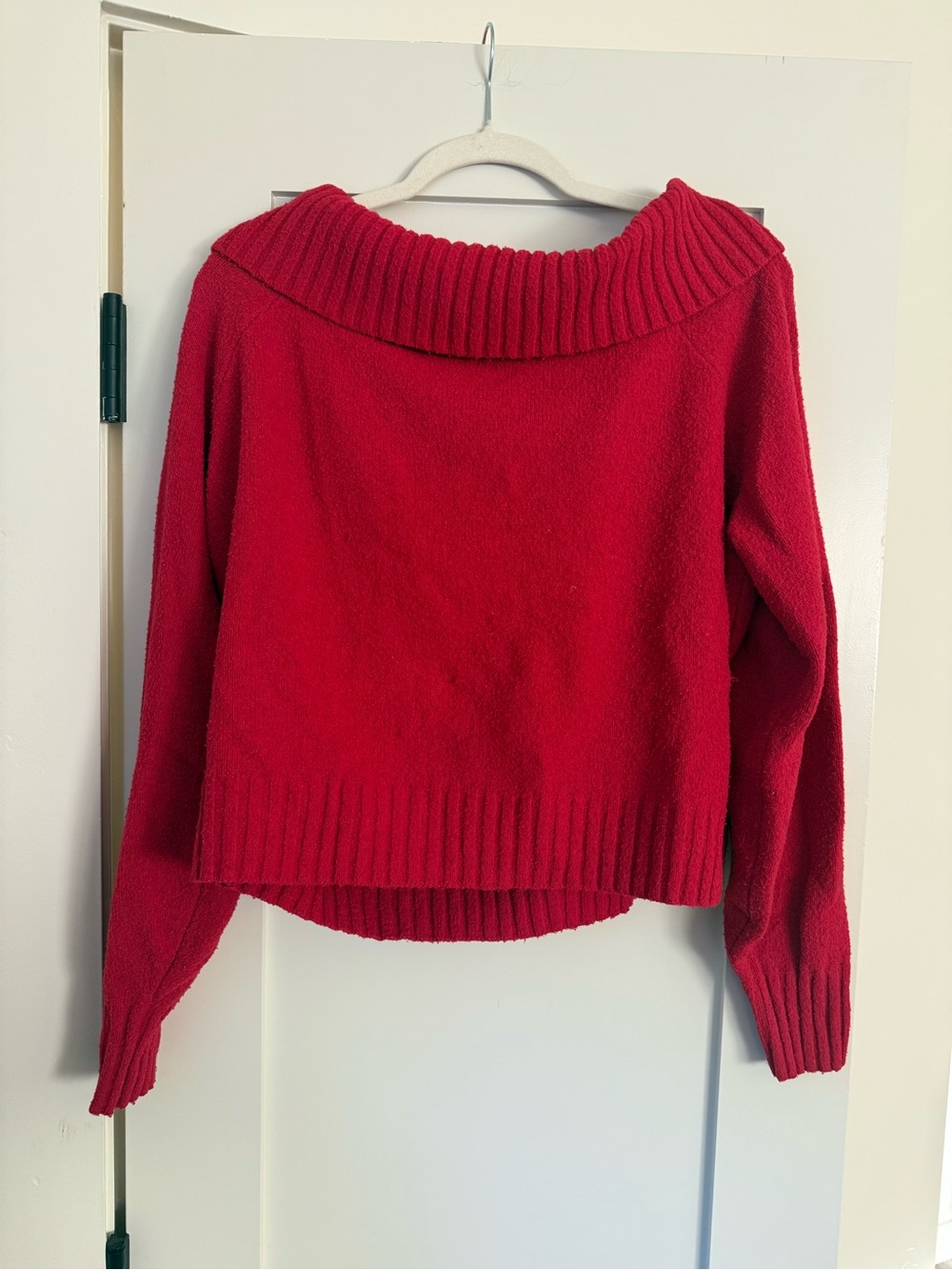 Hollister Red Off-the-Shoulder Ribbed Sweater
